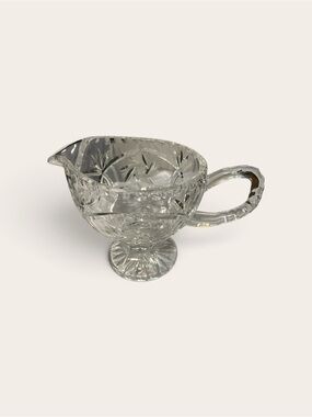 Source Unknown Clear Cut Glass Creamer with Pedestal